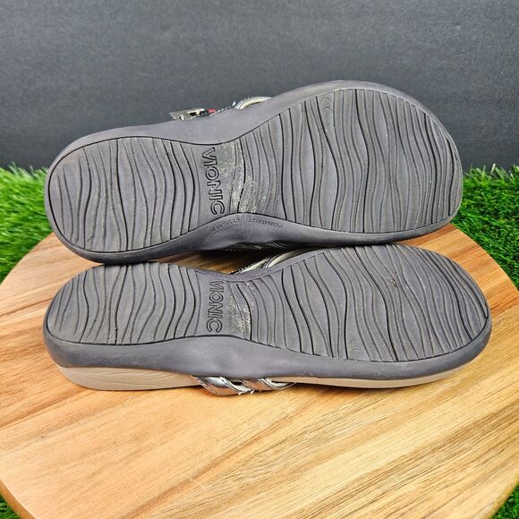 Vionic Bella X Sandals Women’s Size 7.5 Pewter Metallic Slip On Thong Flip Flop - Picture 10 of 11